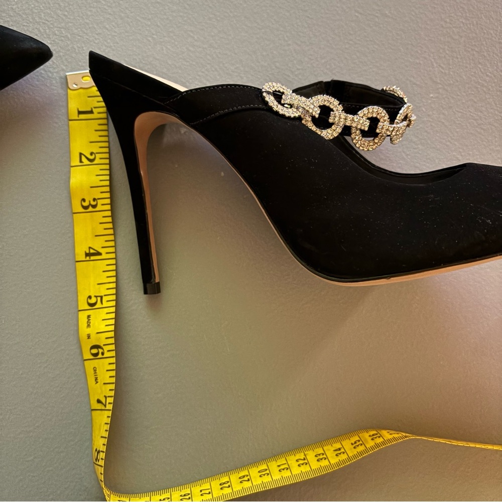 Schutz Elisa black pointed toe embellished heels size 10 - Picture 4 of 4